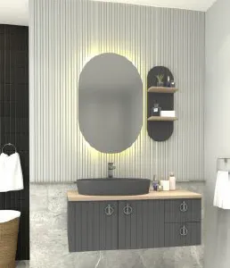 Biel 120 cm Bathroom Furniture Set with LED Mirror and Basin Sink