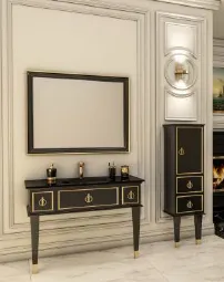 Ensemble de meubles de salle de bain Mimosa/A Dark Drawer avec vasque en verre et miroir encadré (100 cm)
