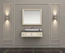 Mobilier de salle de bain Mimosa/B crème clair mural avec miroir encadré