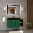 Violet 100 cm Green Wall-Mounted Bathroom Vanity Unit with Basin Sink and LED Mirror