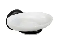 White Oval Wall-Mounted Soap Dish with Black Holder