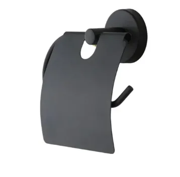 Black Wall-Mounted Paper Holder with Curved Cover