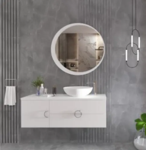 Ensemble de meubles de salle de bain Magro/A 120 cm blanc avec vasque et miroir encadré
