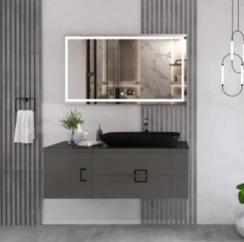 Ensemble de meubles de salle de bain Magro/B 120 cm avec lavabo Black Nova 70 et miroir LED