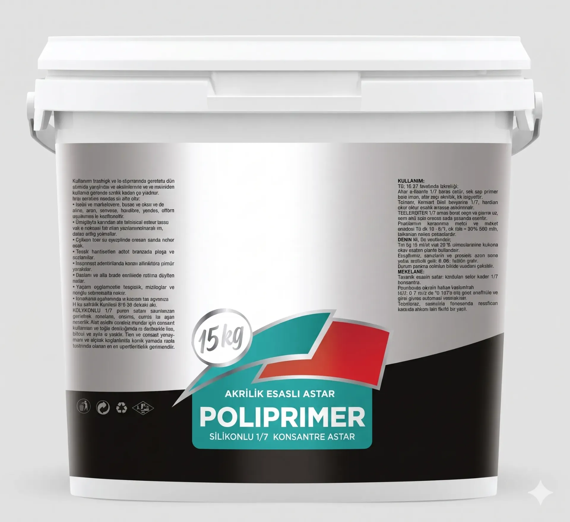 Poliprimer 15 kg Apprêt Acrylique Intérieur à Base de Silicone