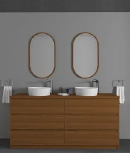 Supra/B 180 cm MDFLAM Drawer Bathroom Furniture with Twin Basins and Framed Mirrors