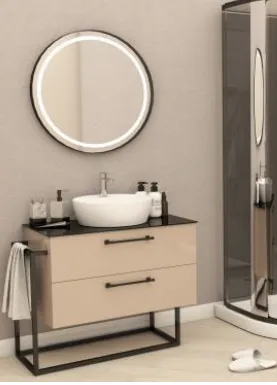 VENUS/A 80 cm Bathroom Furniture Set with Rapsodi Washbasin, Drawers and LED Mirror