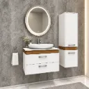 Nida 80 cm Acrylic Bathroom Furniture Set with Lal 60 Washbasin and LED Mirror
