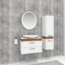 Nida 80 cm Acrylic Bathroom Furniture Set with Lal 60 Washbasin and LED Mirror