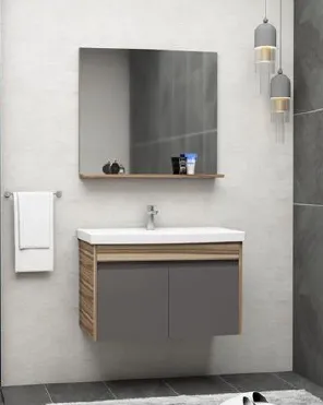 Eko White Wall-Mounted MDF Bathroom Furniture with Ceramic Sink and Mirror (80 cm)