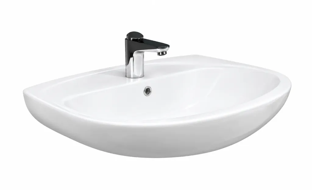 [EGELVB09] Ege 50 x 60 cm Lavabo Blanc Arrondi avec Trou de Robinet Unique et Trop-plein