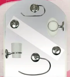[240] 6-Piece Bathroom Accessory Set with Mirror and Holders