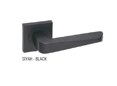 Rosa Black Lever Door Handle with Square Rose (Matt Black)