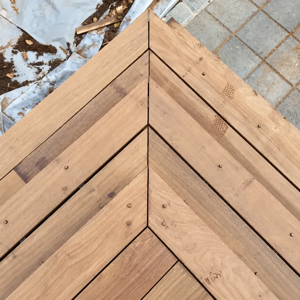 Light Brown Wood-Look Corner Deck Panel (Anthracite)