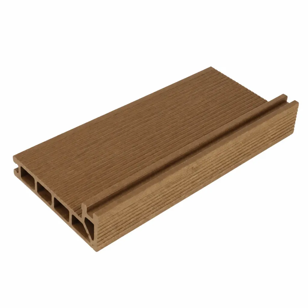 Brown Grooved Decking Stair Corner Trim Profile