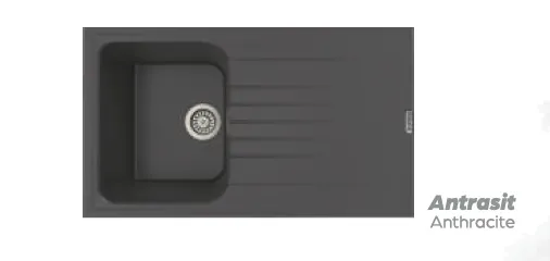 P-02 Anthracite Granite 85 x 49.5 cm Single Bowl Sink with Drainer (Anthracite)