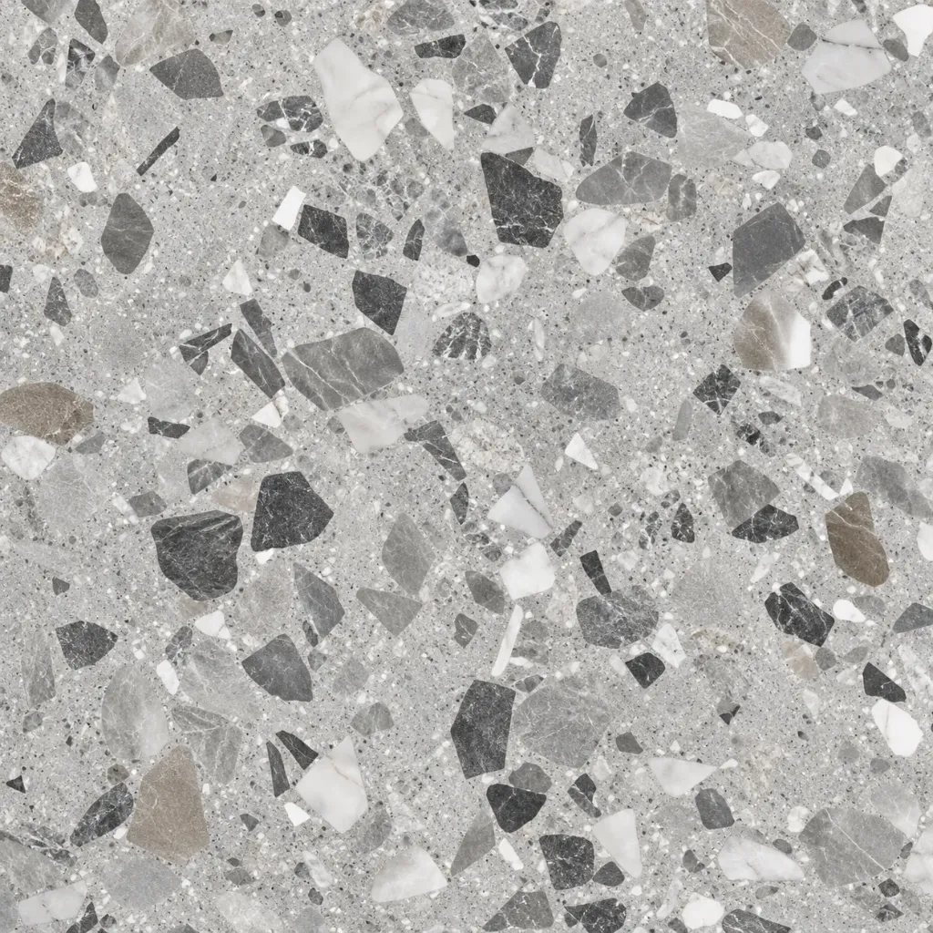 Carreau en marbre Terazzo gris aspect terrazzo 60 x 60