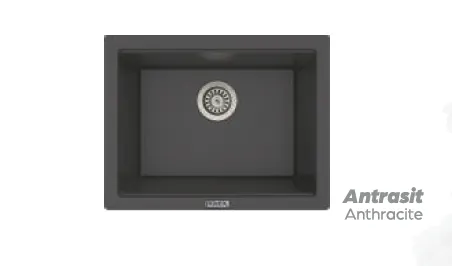 P-09 Anthracite Granite Undermount Single Bowl Sink 55.5 x 43.5 cm (Anthracite)
