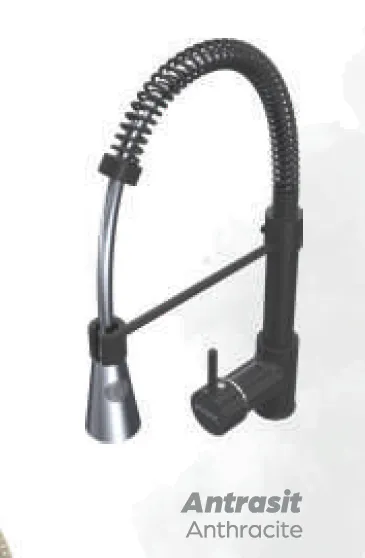 Robinet d'évier industriel à bec haut en arc avec ressort, finition anthracite, levier unique (Anthracite)