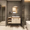 Lilyum Bathroom Furniture with Nova Washbasin and Framed Mirror