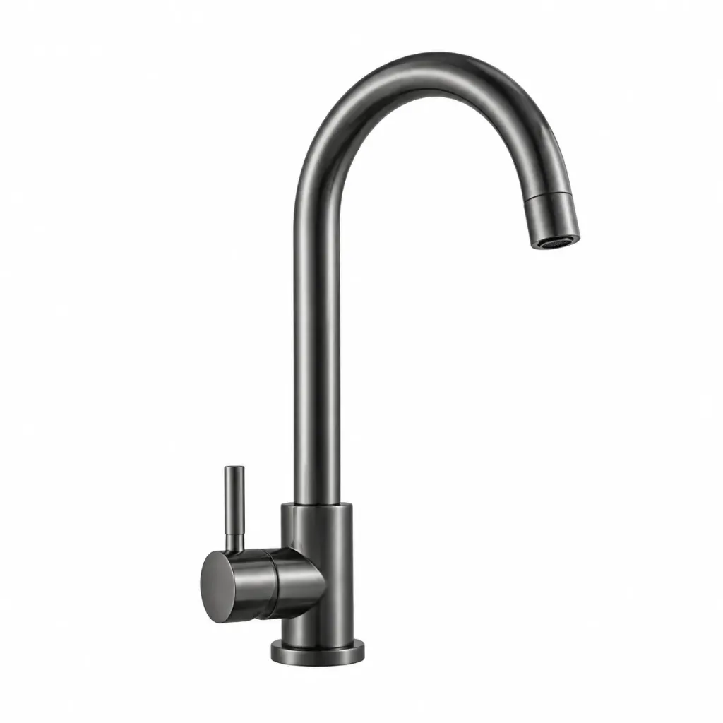 Dark Finish Wall-Mounted Gooseneck Faucet with Pin Lever