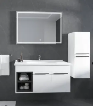 Karanfil/B 100 cm White Bathroom Furniture Set with Ceramic Sink and LED Mirror (No)