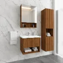 Rona/A Wood-Look MDF Bathroom Furniture with Ceramic Sink and Mirror Cabinet
