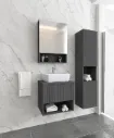 Ensemble de meubles de salle de bain Rona/B gris foncé mural avec vasque blanche