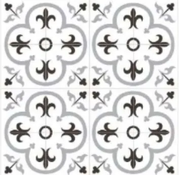 Carreau de sol en céramique Tetra bleu et gris à motif