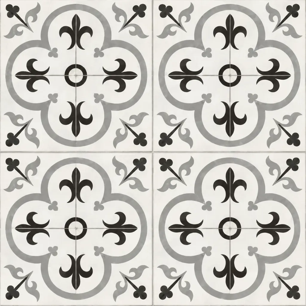 Carreau de sol en céramique Tetra bleu et gris à motif