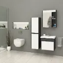 Derya White and Dark MDF Bathroom Furniture with Ceramic Sink and Mirror Cabinet