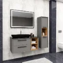 Jasmine/A 100 cm Bathroom Furniture Set with Black Nova 70 Washbasin and LED Mirror