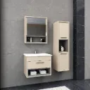 Jasmine/B Light Cream Wall-Mounted Bathroom Furniture Set with LED Mirror