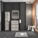 Jupiter Grey Stone-Effect Bathroom Furniture Set with Ceramic Sink and LED Mirror
