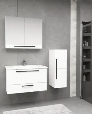 Ensemble de meubles de salle de bain Lara/B 100 cm blanc avec lavabo en céramique et armoire miroir (Non)