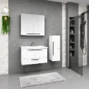 Lara/B 100 cm White Bathroom Furniture Set with Ceramic Sink and Mirror Cabinet