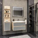 Luga/A 80 cm Bathroom Furniture Set with Ceramic Sink and LED Mirror