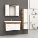 Nisa/B MDF Bathroom Furniture Set with Ceramic Sink and Mirror Cabinet