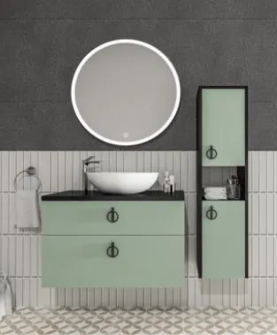 Mobilier de salle de bain Niva 80 cm avec lavabo et miroir LED (Non)