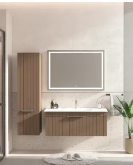 Ensemble de meubles de salle de bain Plum Arte 100 cm avec lavabo et miroir LED (Non)