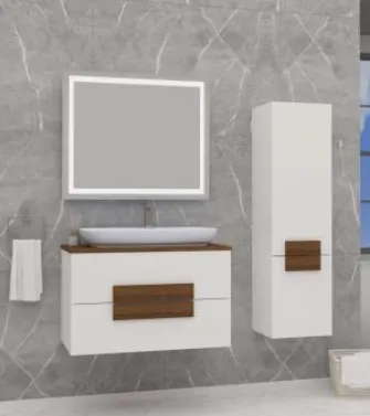 Sella/A Nova 70 White Wall-Mounted Bathroom Furniture Set with LED Mirror (80 cm, No)