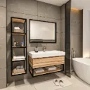 Sharp/A 100 cm MDF Bathroom Furniture with Washbasin and Metal Frame Mirror