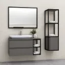 Sharp/B 100 cm Bathroom Furniture Set with Nova 70 Washbasin and Metal Frame Mirror