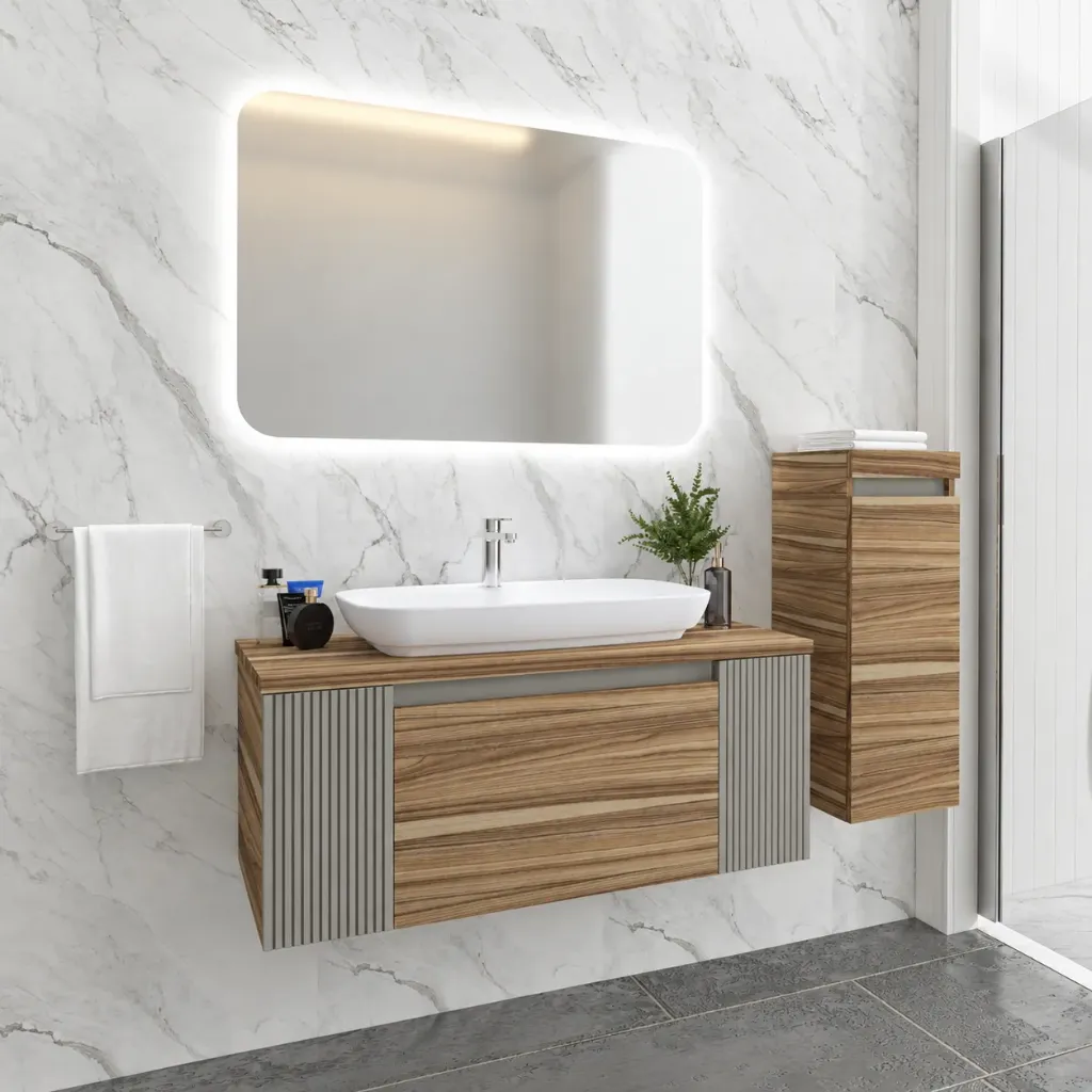 VIENA 100 cm Bathroom Furniture Set with Nova 70 Washbasin and LED Mirror