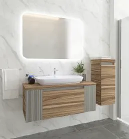 VIENA 100 cm Bathroom Furniture Set with Nova 70 Washbasin and LED Mirror (No)