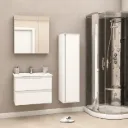 Sally White Wall-Mounted Bathroom Furniture Set with Ceramic Sink and LED Mirror
